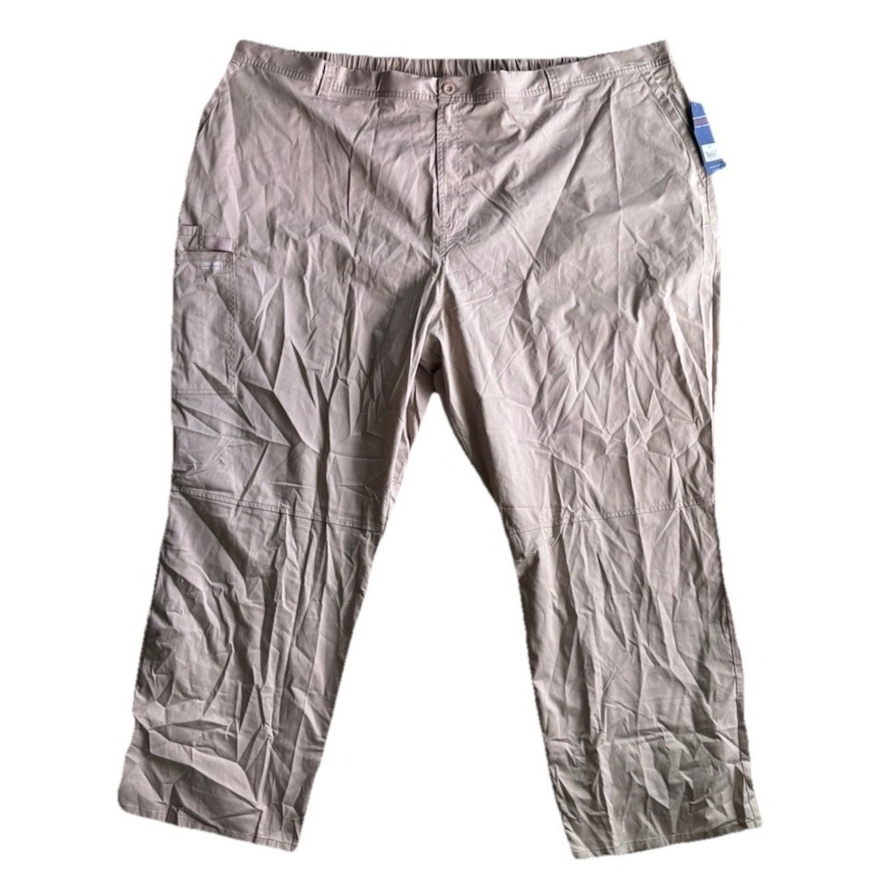 Mens Big and Tall Cargo Khaki Breathable Pants Elastic Waist Utility Scrubs Work